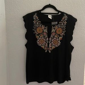 Black embroidered top